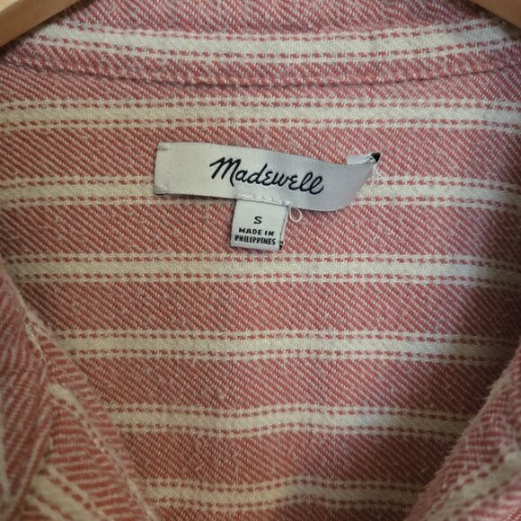 MADEWELL Flannel Classic Ex-Boyfriend Shirt Craig Stripe Women’s Small Pink Rose - Picture 4 of 6